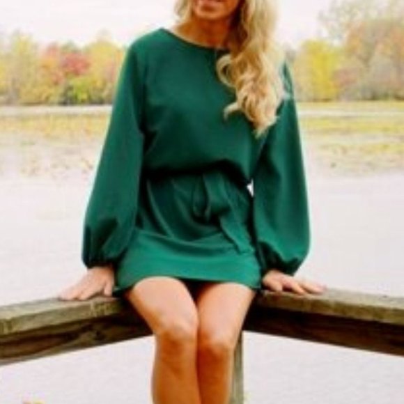 green lantern long sleeve belted mini dress busine - Picture 7 of 8